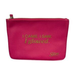 Ulta Beauty Salon I Came I Saw I Glowed Zip Cosmetic Pouch‎ Pink Gold